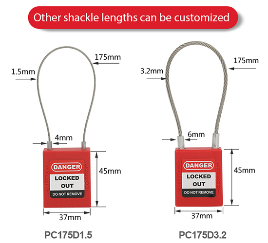Ổ khóa an toàn cùm cáp thép 3.2mm LOCKEY PC175D3.2